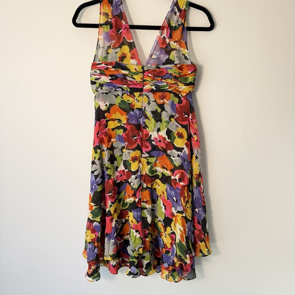 Donna Ricco Babydoll Dress Silk Y2K Floral Summer Tropical Resort Vacation Sz 4 - Picture 3 of 7